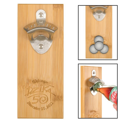 Magnetic Bamboo Wall Mounted Bottle Opener