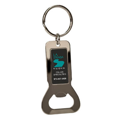 Nickel Bottle Opener Keychain - Rectangle