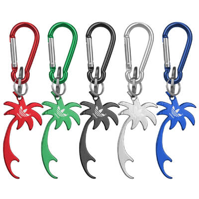 Palm Tree Shaped Bottle Opener Key Holder and Carabiner