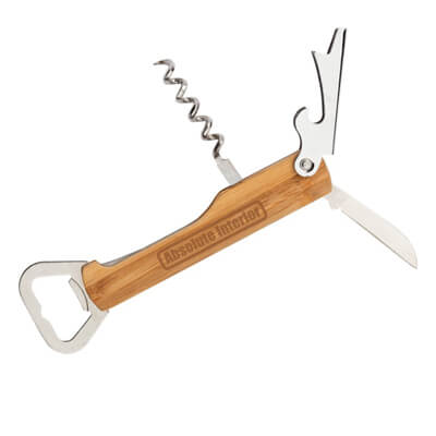 Pinot Bamboo Corkscrew Wine Bottle Opener Multi-Tool