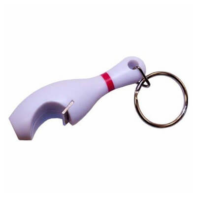 Plastic Bowling Pin Bottle Opener Keychain