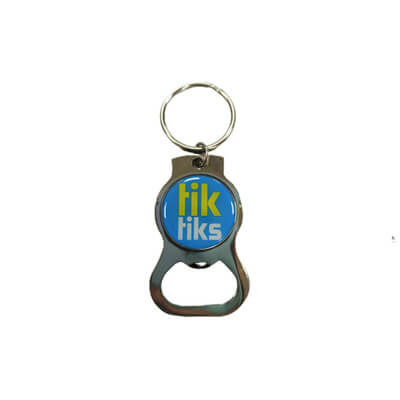 Round Metal Bottle Opener Keyring