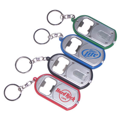 Ultra Thin Flashlight Metal Bottle Opener & Deluxe Swivel Split Key Ring