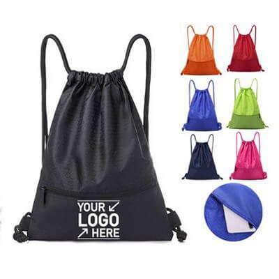 Waterproof Drawstring Backpack with Zippered Front Pocket