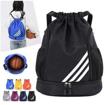 Waterproof Dry Wet Separate Drawstring Backpack with Strip