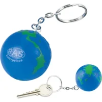 Imprinted Globe Stress Reliever Key Chains